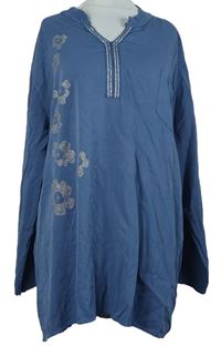 Dámská tmavomodrá halenka s květy 