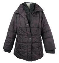 Dámská vínovo-černá vzorovaná šusťáková zimní bunda Bonita 