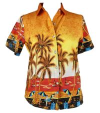 Dámská oranžová halenka s palmami SSLR 