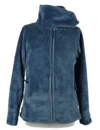 Dámská tmavomodrá plyšová propínací mikina s límcem Up2Fashion