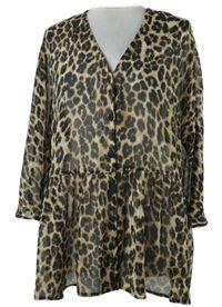 Dámská černo-béžová vzorovaná šifonová tunika Papaya 