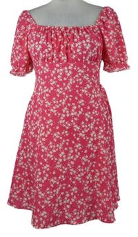 Dámské fuchsiové kytičkované milkmaid šaty Shein 