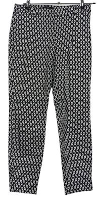 Dámské černo-bílé vzorované crop kalhoty H&M