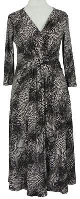 Dámské černo-šedé vzorované midi šaty M&S