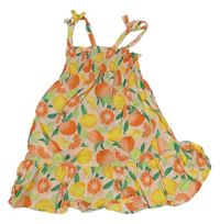 Světlerůžové plátěné šaty s citrony Primark