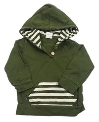 Khaki triko s proužky a kapucí 