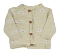 Béžový propínací svetr s mráčky Mothercare