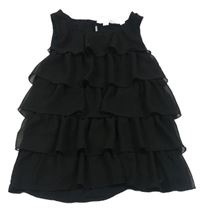 Černý šifonový volánkový top H&M