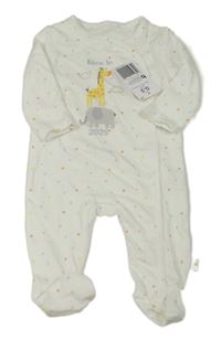 Bílý overal s hvězdičkami a žirafou Matalan