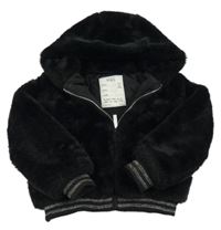 Černá kožešinová crop bunda s kapucí M&S