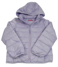 Lila šusťáková prošívaná zateplená bunda s kapucí 