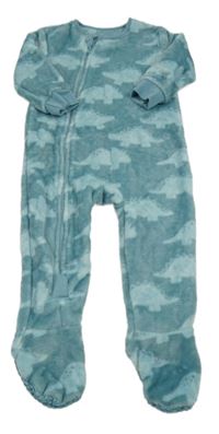 Světlemodrý chlupatý overal s dinosaury Dunnes