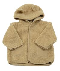 Béžová huňatá bunda s kapucí Next