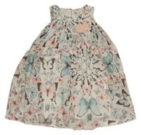 Bílé šifonové plisované šaty s motýlky H&M