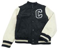 Černo-bílá šusťákovo/koženková zateplená bunda s písmenem Primark