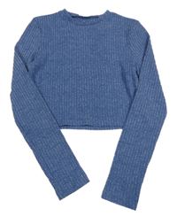 Modré žebrované úpletové crop triko Primark