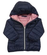 Tmavomodrá šusťáková propínací zateplená bunda s kapucí Impidimpi