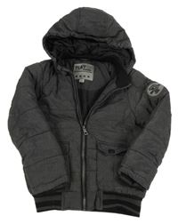 Antracitová melírovaná šusťáková zimní bunda s kapucí Pocopiano