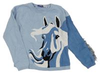 Světlemodrý svetr s koníkem Lupilu