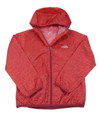 Rubínová vzorovaná šusťáková nepromokavá bunda s logem a kapucí McKinley