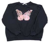 Černá mikina s motýlkem z flitrů H&M