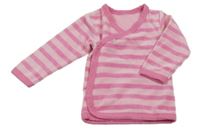 Růžové pruhované sametové zavinovací triko 