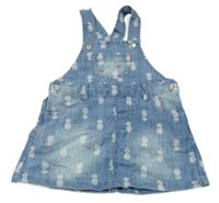 Světlemodrá riflová laclová sukně s ananasy