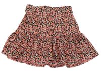 Růžovo-oranžovo-černá květovaná sukně Primark