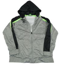 Šedo-černo-zelená propínací sportovní mikina s kapucí Erima