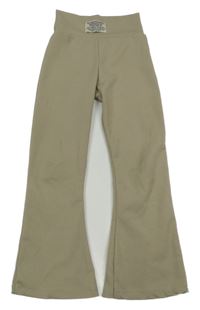Béžové žebrované flare legíny 