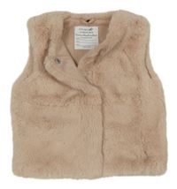Béžovo-růžová kožešinová vesta Primark