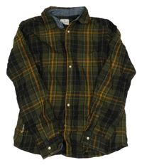 Khaki-černo-oranžová kostkovaná košile Pepe Jeans