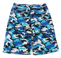 Modro-černo-bílé maskáčové capri kalhoty