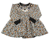 Šedé teplákové šaty s leopardím vzorem a čumákem Denokids