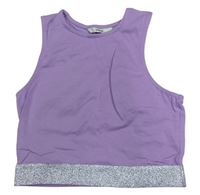Lila crop top s třpytivým lemem George