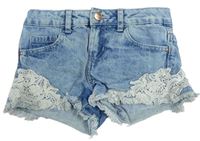 Světlemodré riflové kraťasy s krajkou Denim Co.
