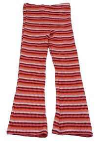 Červeno-růžové vzorované pletené zvonové kalhoty Matalan 