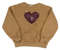 Hnědá mikina s překlápěcími flitry H&M