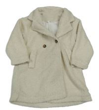 Smetanový huňatý podšitý kabát 