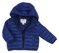 Tmavomodrá šusťáková prošívaná lehká zateplená bunda s kapucí Lupilu