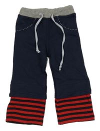 Tmavomodro-pruhované tepláky