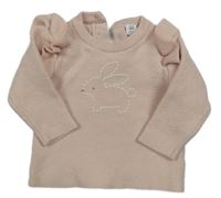 Světlerůžový svetr se zajícem a volánky M&S