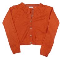 Červený propínací crop svetr s perforovaným vzorem Next3