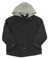 Tmavošedá košilová bunda s kapucí Zara