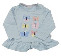 Světlemodré proužkaté triko s motýly Liegelind