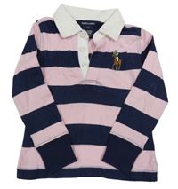 Tmavomodro-světlerůžové pruhované polo triko Ralph Lauren