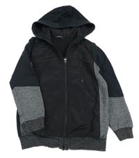 Černo-melírovaná propínací mikina s kapucí George