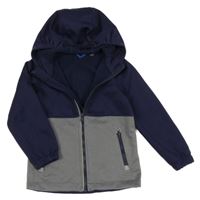 Tmavomodro-šedá softshellová bunda s kapucí Crane