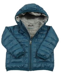 Petrolejová šusťáková prošívaná lehká zateplená bunda s kapucí Impidimpi