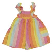 Pruhovaný cargo kraťasový overal s volánky Nutmeg